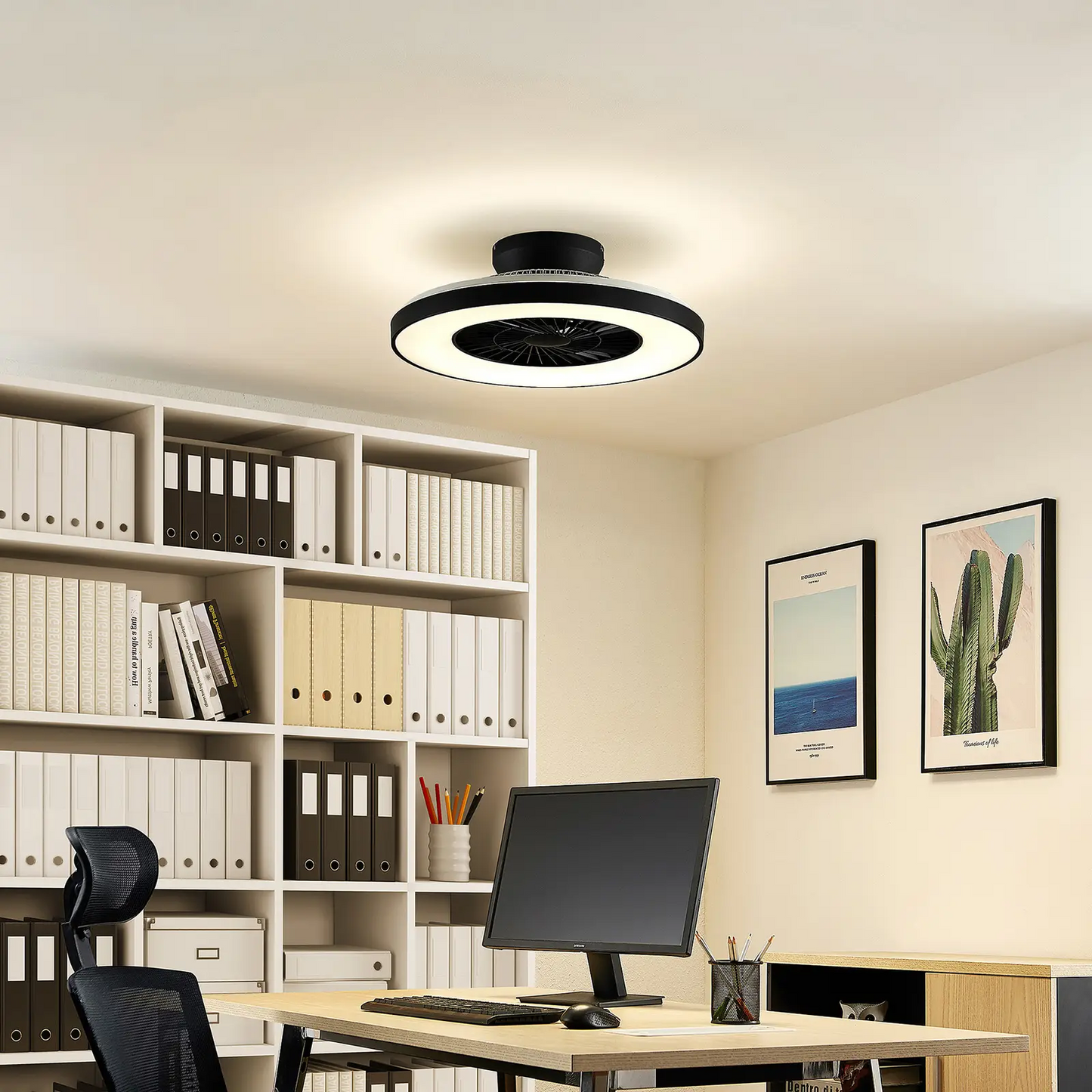 Starluna Orligo LED lubų ventiliatorius, matinė juoda