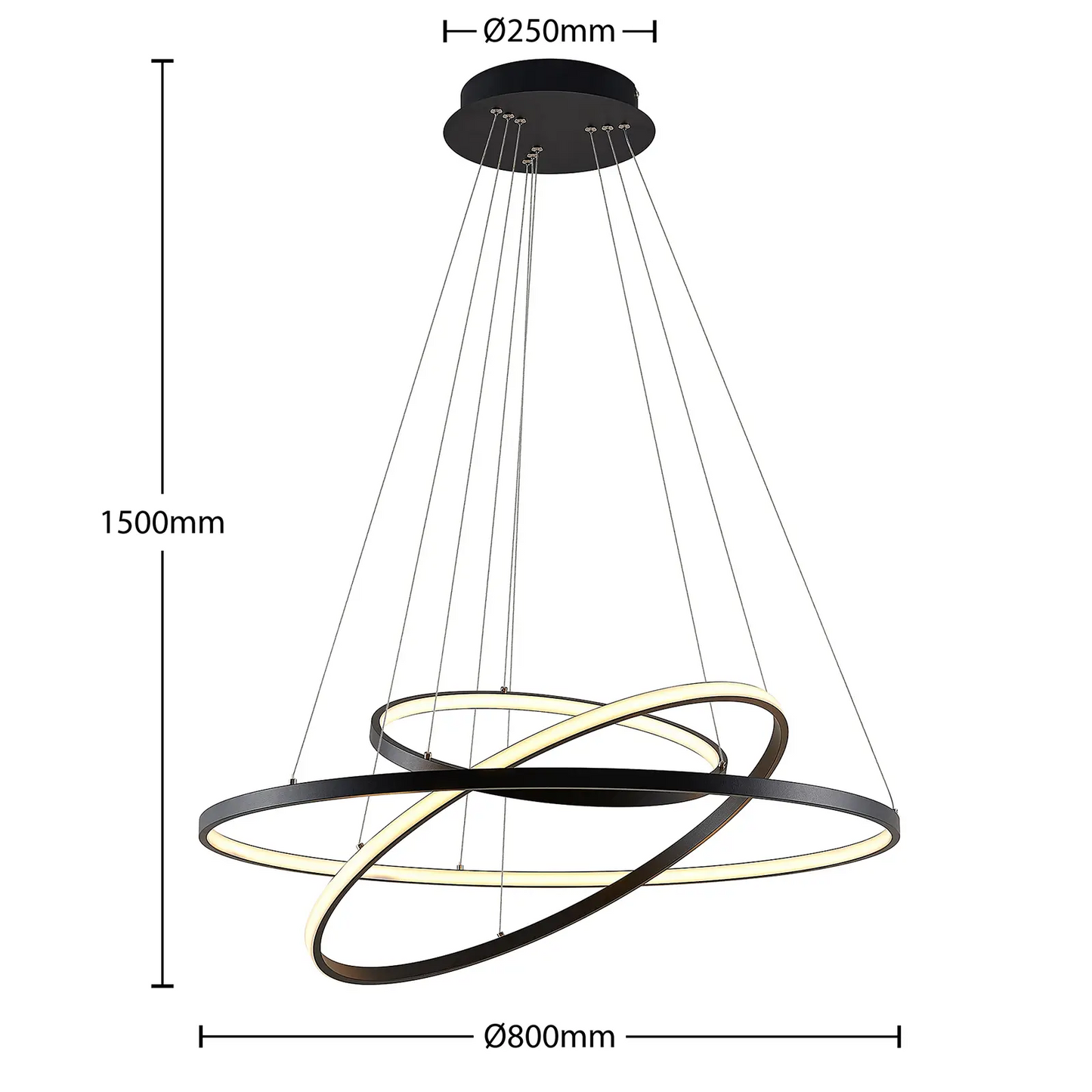 Lucande Filippa LED pakabinamas šviestuvas su 3 žiedais
