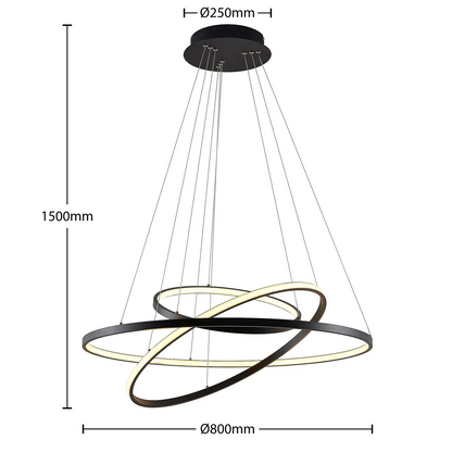 Lucande Filippa LED pakabinamas šviestuvas su 3 žiedais