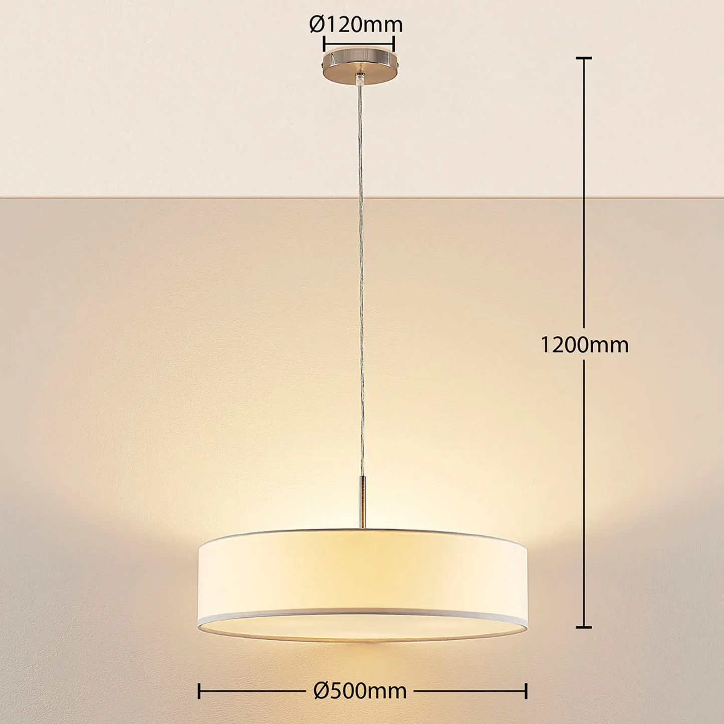 Sebatin pakabinamas šviestuvas su E27 LED, 50 cm, baltas