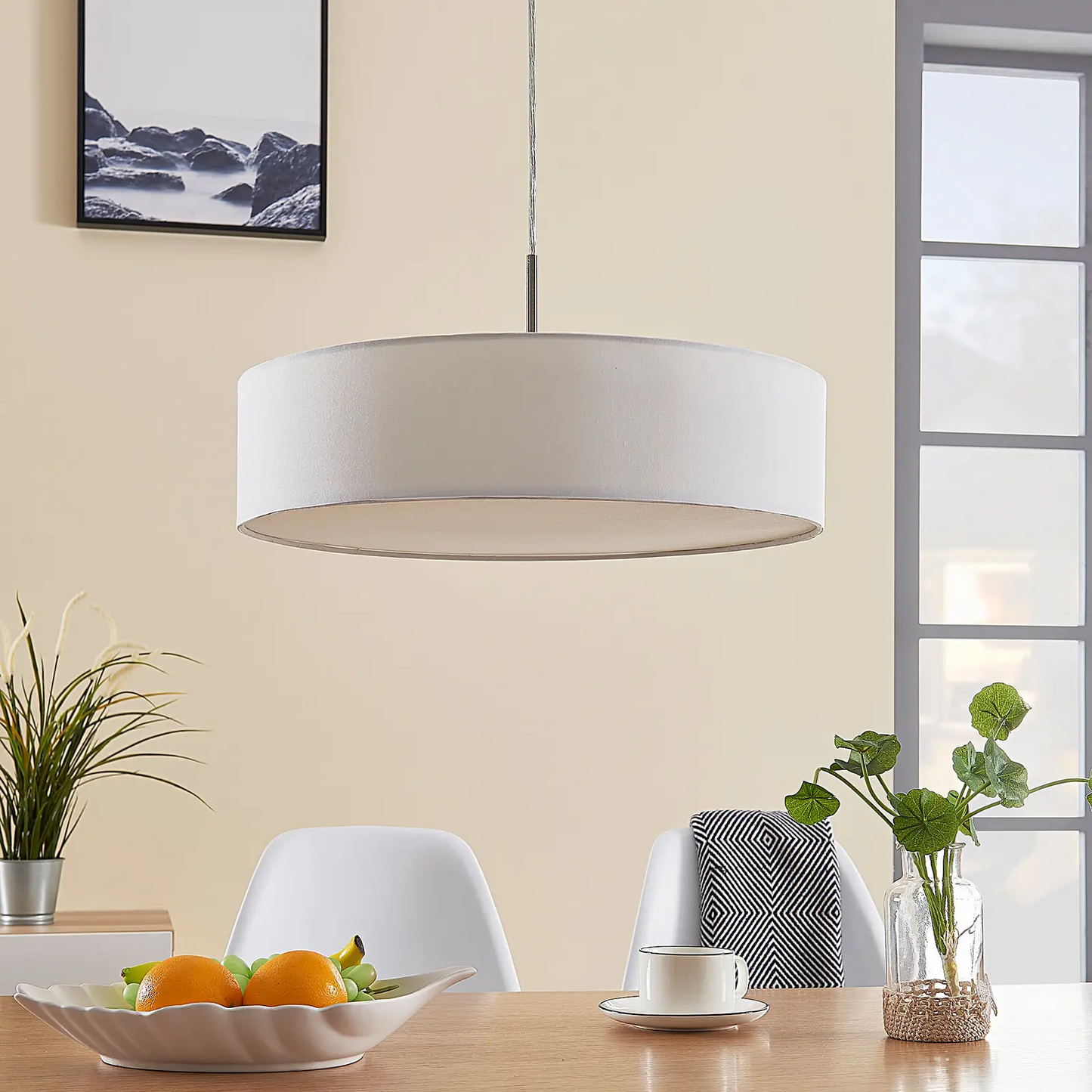 Sebatin pakabinamas šviestuvas su E27 LED, 50 cm, baltas