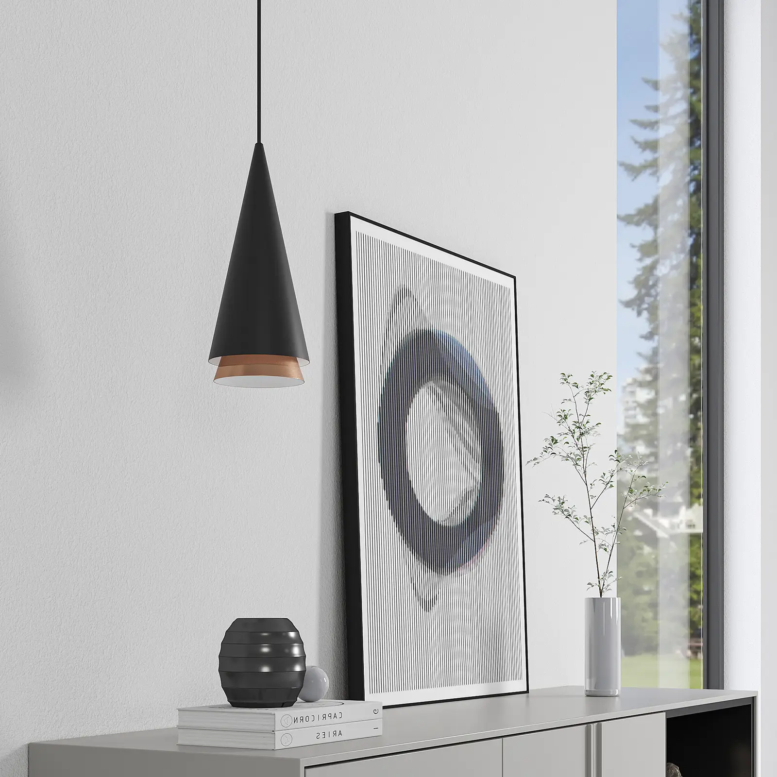 Lucande Naoh pakabinamas šviestuvas, vienagalvis, juodas