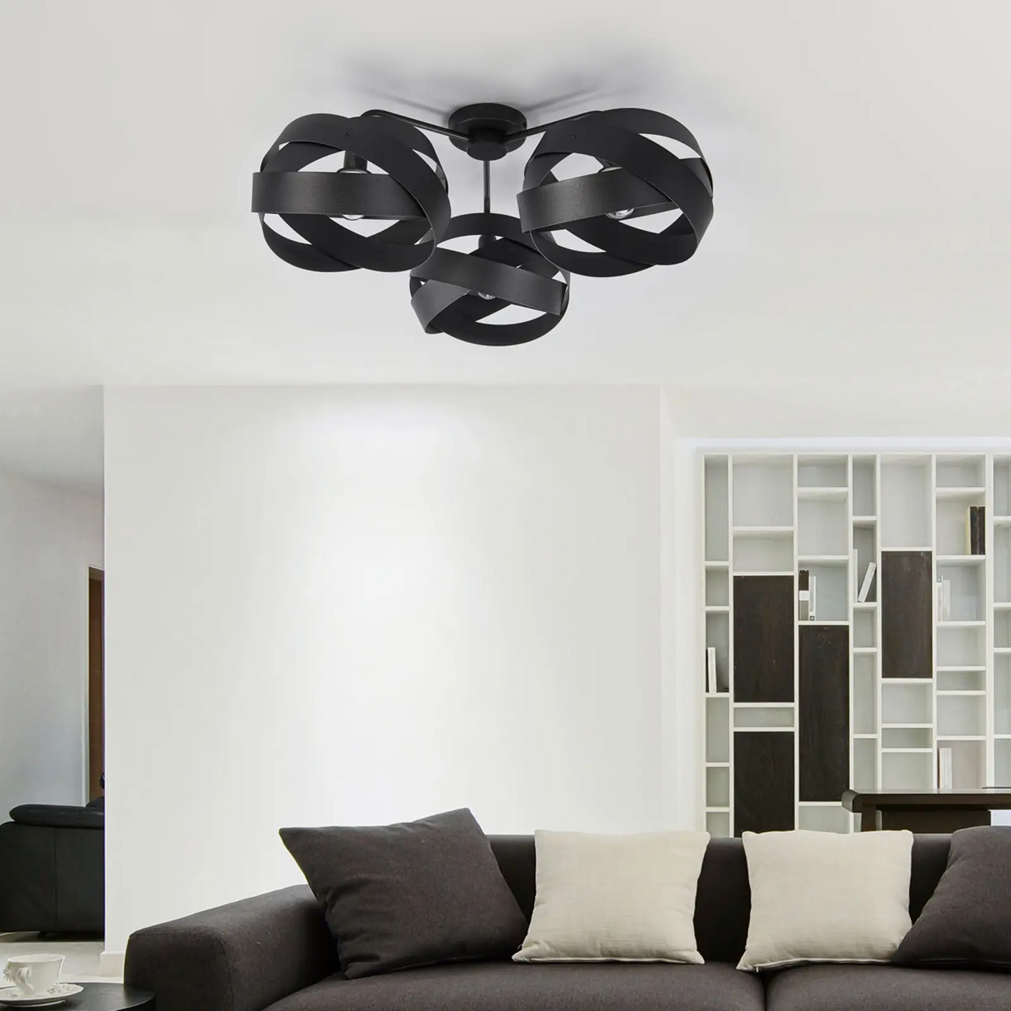 Tornado lubinis šviestuvas, juodas, trijų lempučių