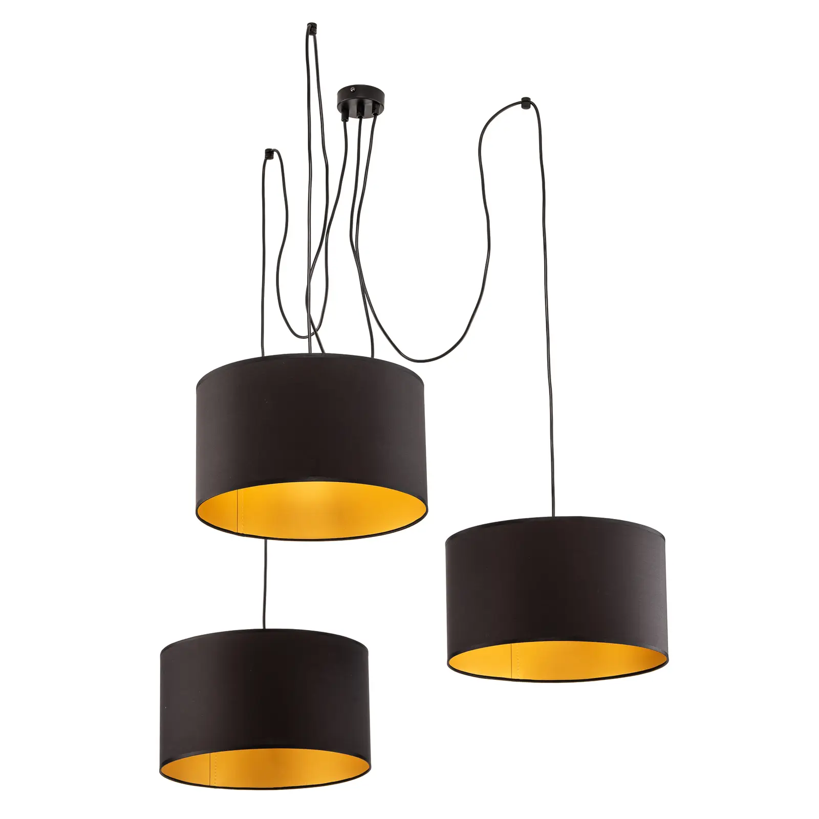 Roto 3 pakabinamas šviestuvas juodos spalvos, aukso spalvos viduje