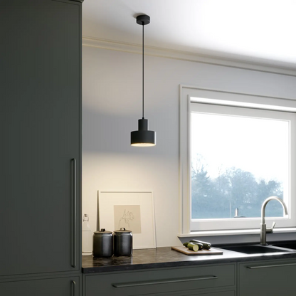 Rif metalinis pakabinamas šviestuvas, juodas, Ø 15 cm