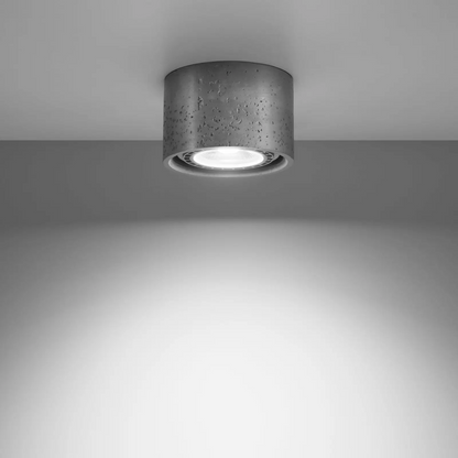 Paviršinis lubų prožektorius Solana betoninis, apvalus, vienos lemputės