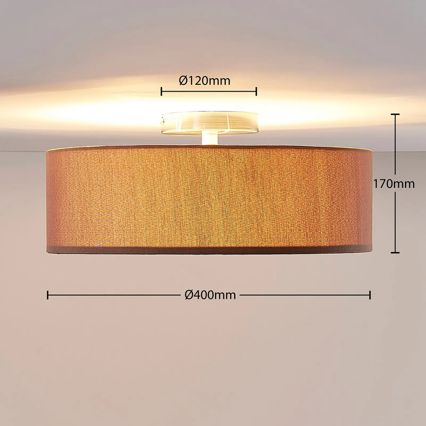 Lubinis šviestuvas Sebatin, 40 cm, šviesiai ruda