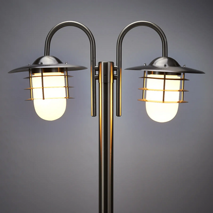 Dviejų lempučių stiebo žibintas Mian pagamintas iš nerūdijančio plieno