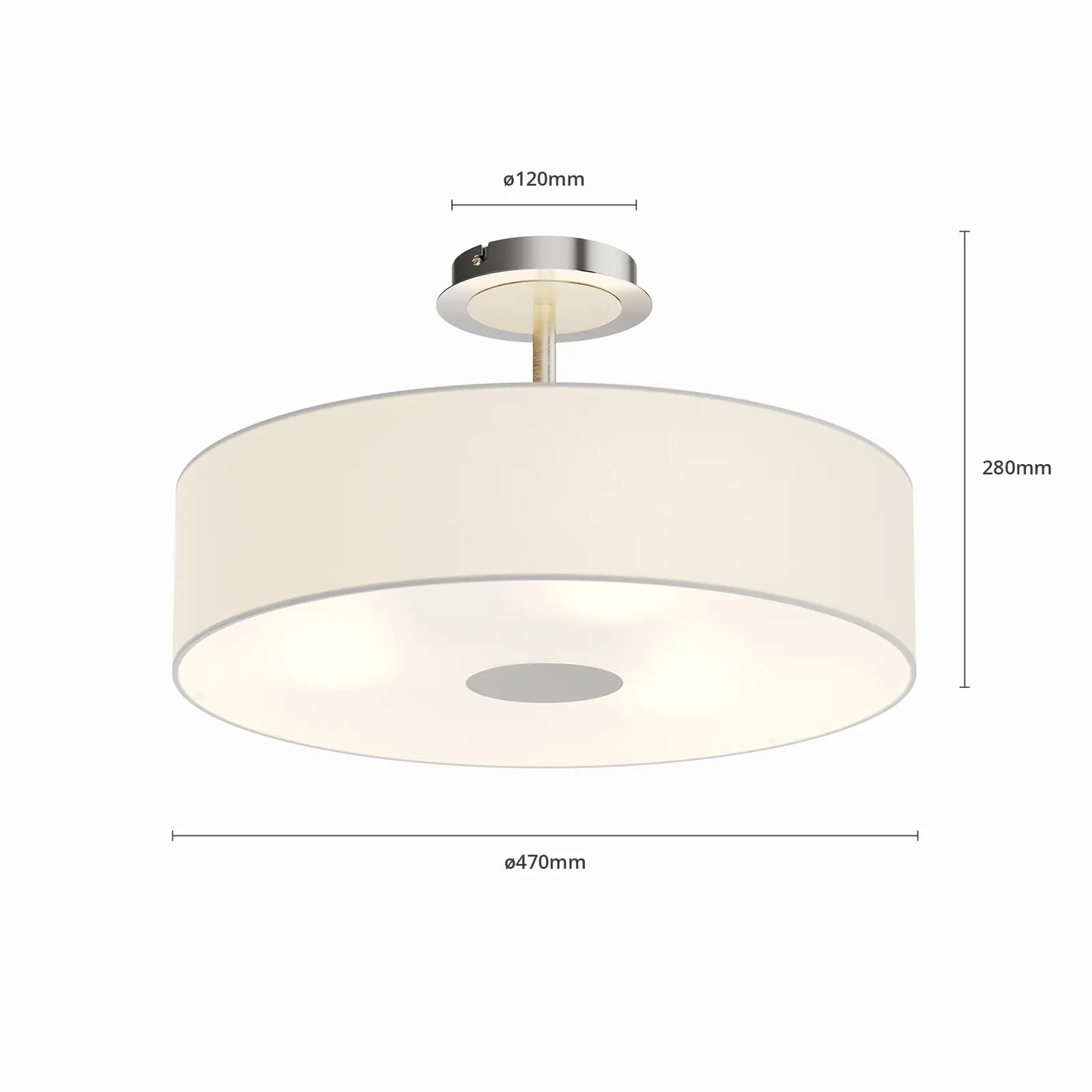 Lubinis šviestuvas Josia iš audinio, baltas