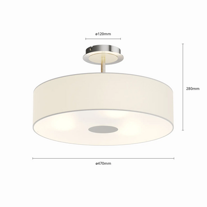 Lubinis šviestuvas Josia iš audinio, baltas