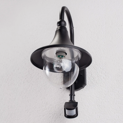 Sieninis lauko šviestuvas Daphne, juodas, su jutikliu