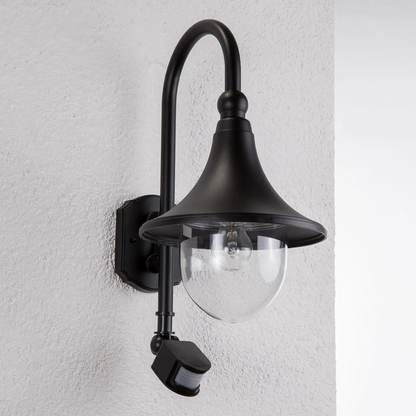 Sieninis lauko šviestuvas Daphne, juodas, su jutikliu