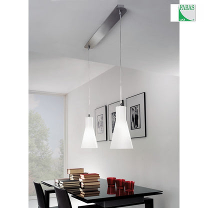 Fabas Luce DIANA pakabinamas šviestuvas, E27, 2 liepsnos, chromuotas / stiklas baltas