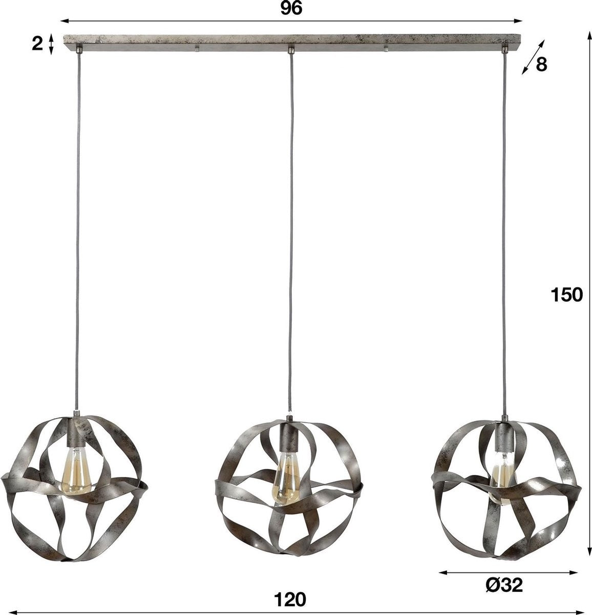 LifestyleFurn Pakabinamas šviestuvas 'Laurence' 3 lempų