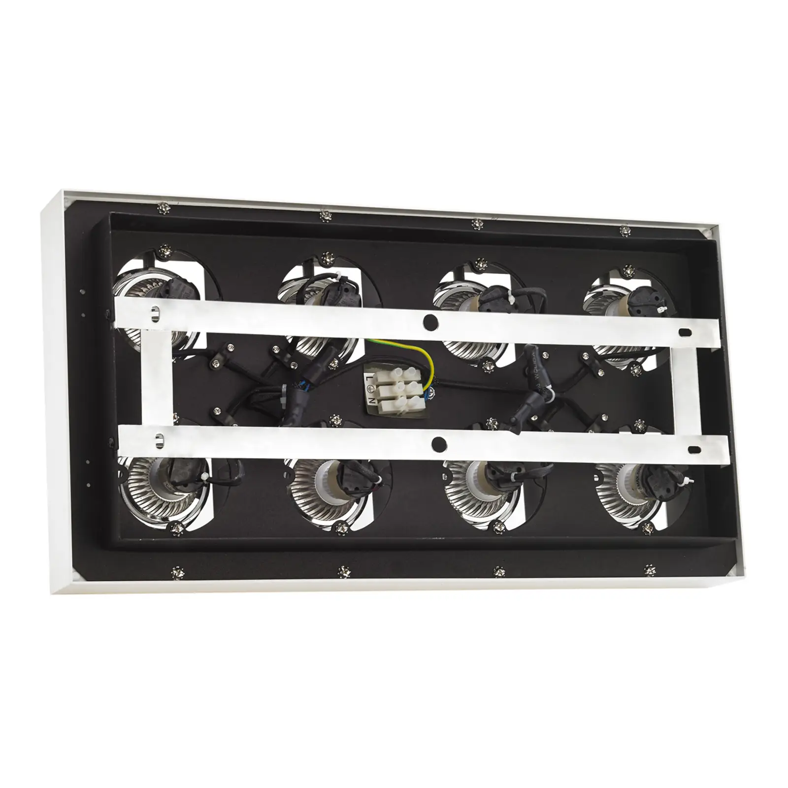 Baltos spalvos didelio intensyvumo Vince LED lubinis šviestuvas su 8 lemputėmis.