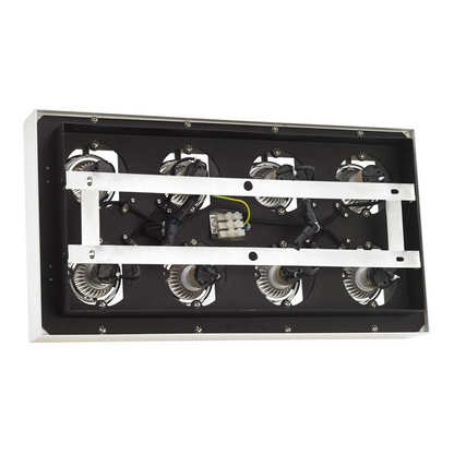 Baltos spalvos didelio intensyvumo Vince LED lubinis šviestuvas su 8 lemputėmis.