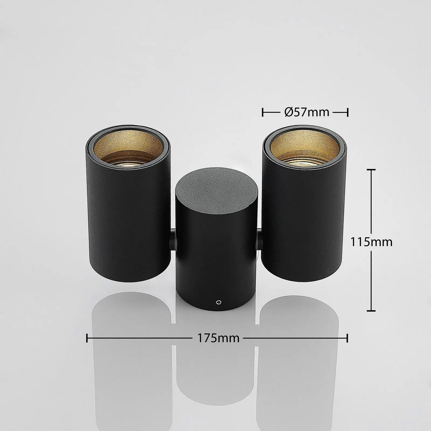 Gesina lubinis šviestuvas, dviejų lempučių, juodos spalvos