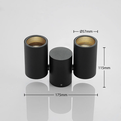 Gesina lubinis šviestuvas, dviejų lempučių, juodos spalvos