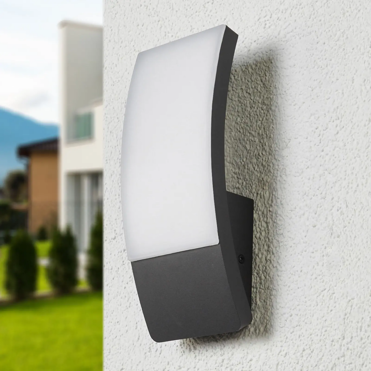 Lenktas Siara LED lauko sieninis šviestuvas, tamsiai pilka