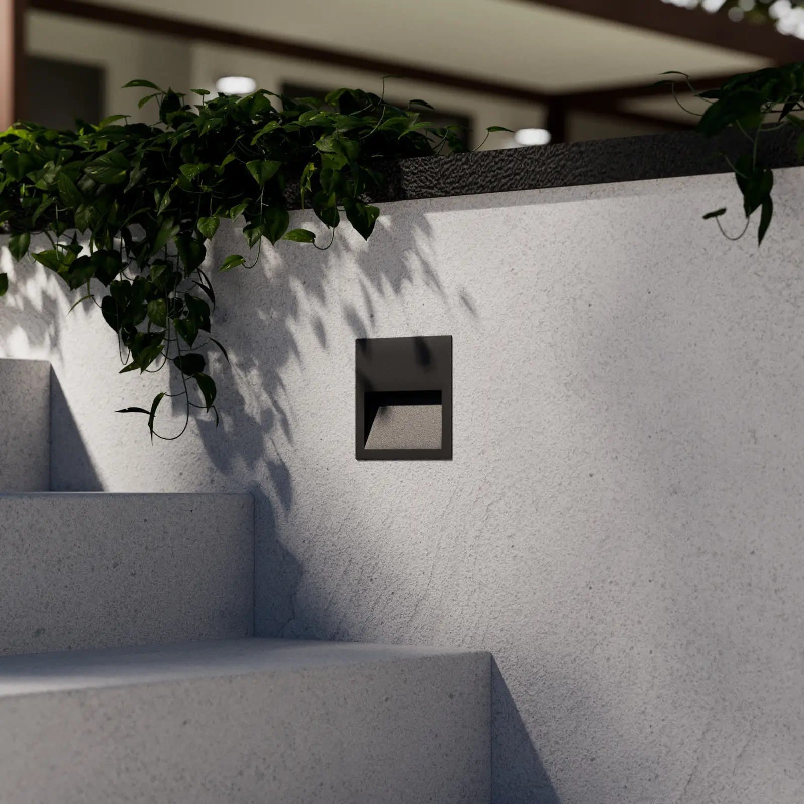 Kvadratinis LED įleidžiamas sieninis šviestuvas Loya lauke