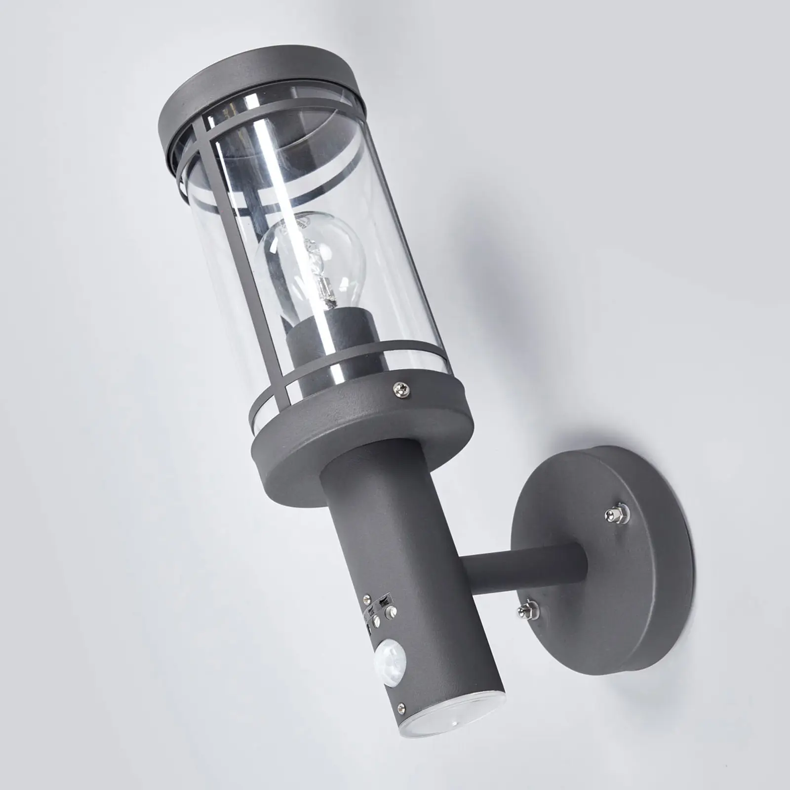 Djori lauko sieninis šviestuvas, tamsiai pilkas su jutikliu