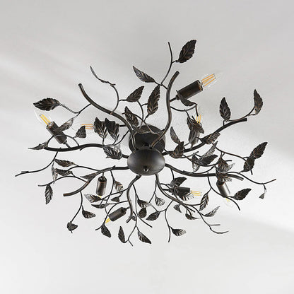 Yos lubinis šviestuvas iš lapinės optikos, 8 lempučių, juodos spalvos