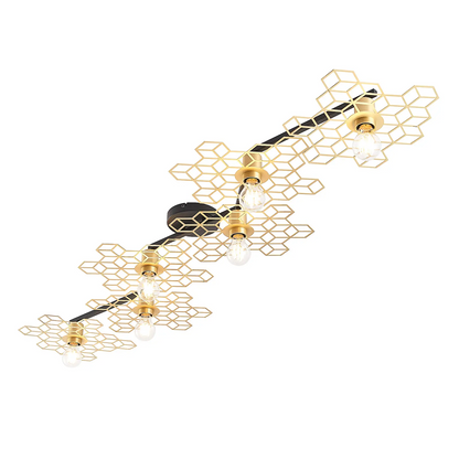 Lucande Alexaru lubinis šviestuvas, 6 lempučių, auksinis, ilgas