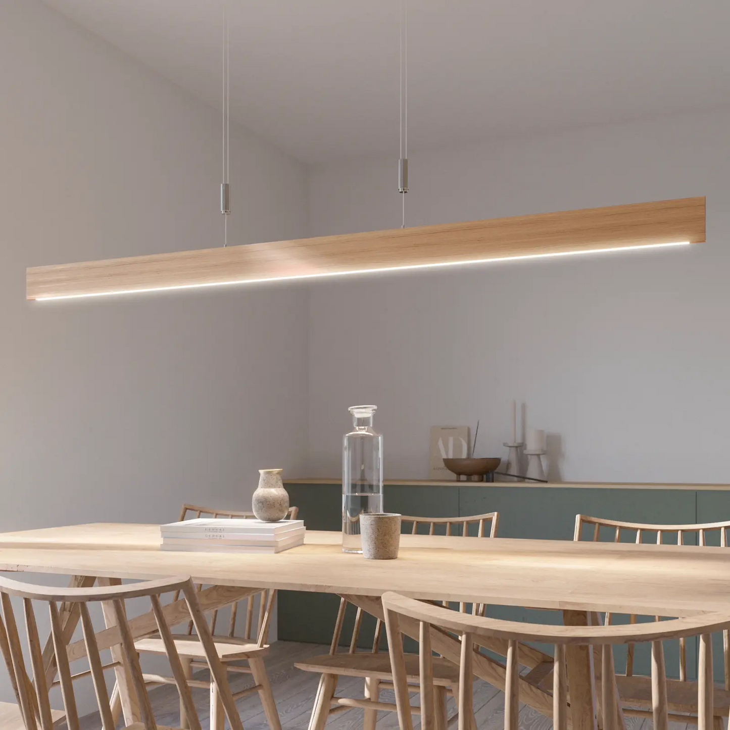 Lise LED pakabinamas šviestuvas, natūralaus ąžuolo, 158 cm