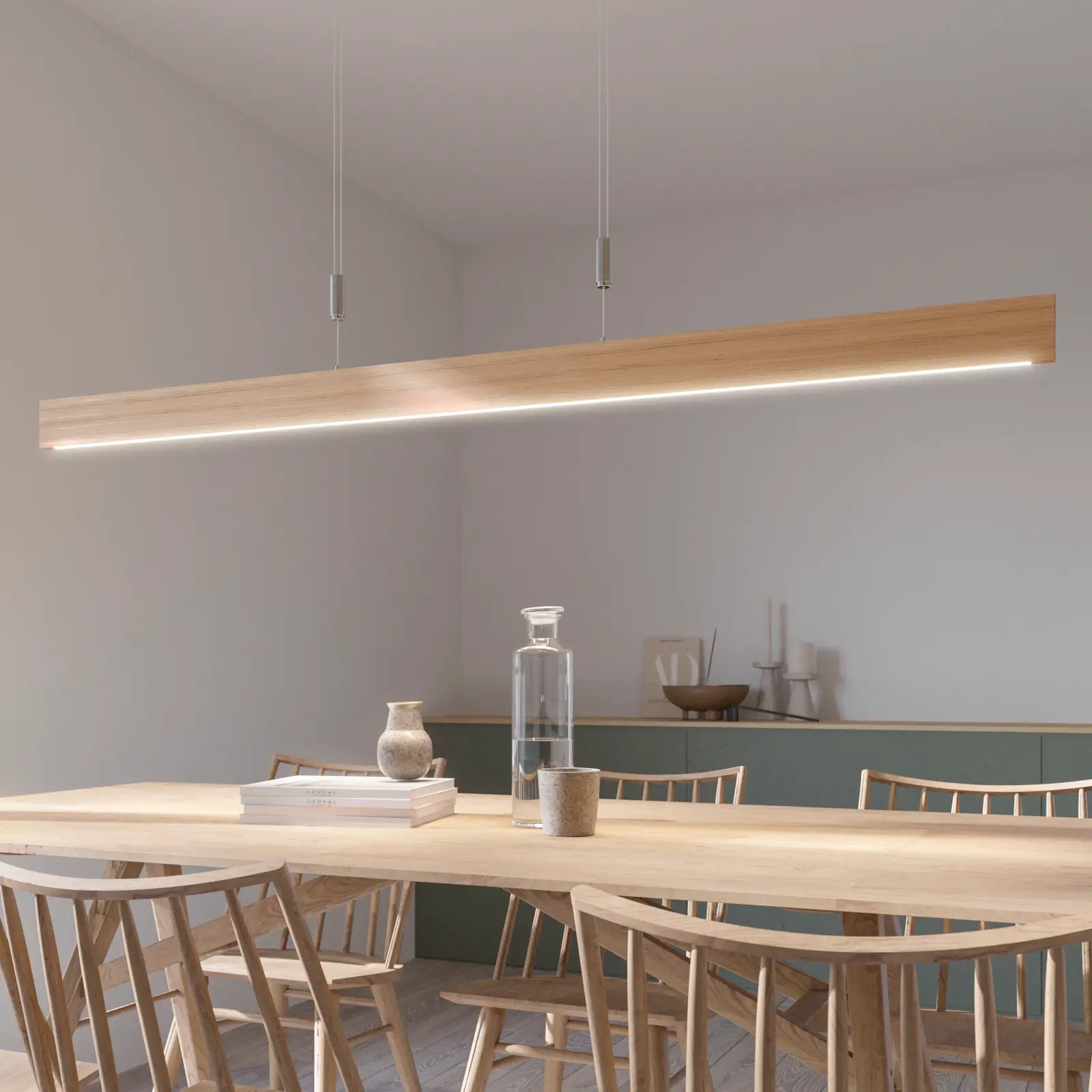 Lise LED pakabinamas šviestuvas, natūralaus ąžuolo, 158 cm