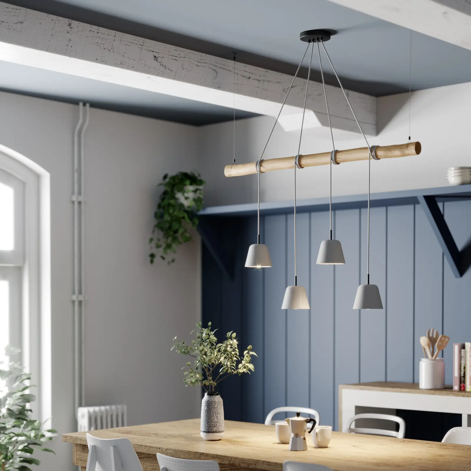 Lucande Asta pakabinamas šviestuvas su betoniniais gaubtais