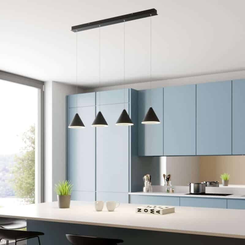 Lucande Livan LED pakabinamas šviestuvas, juodas, 4 lempučių.