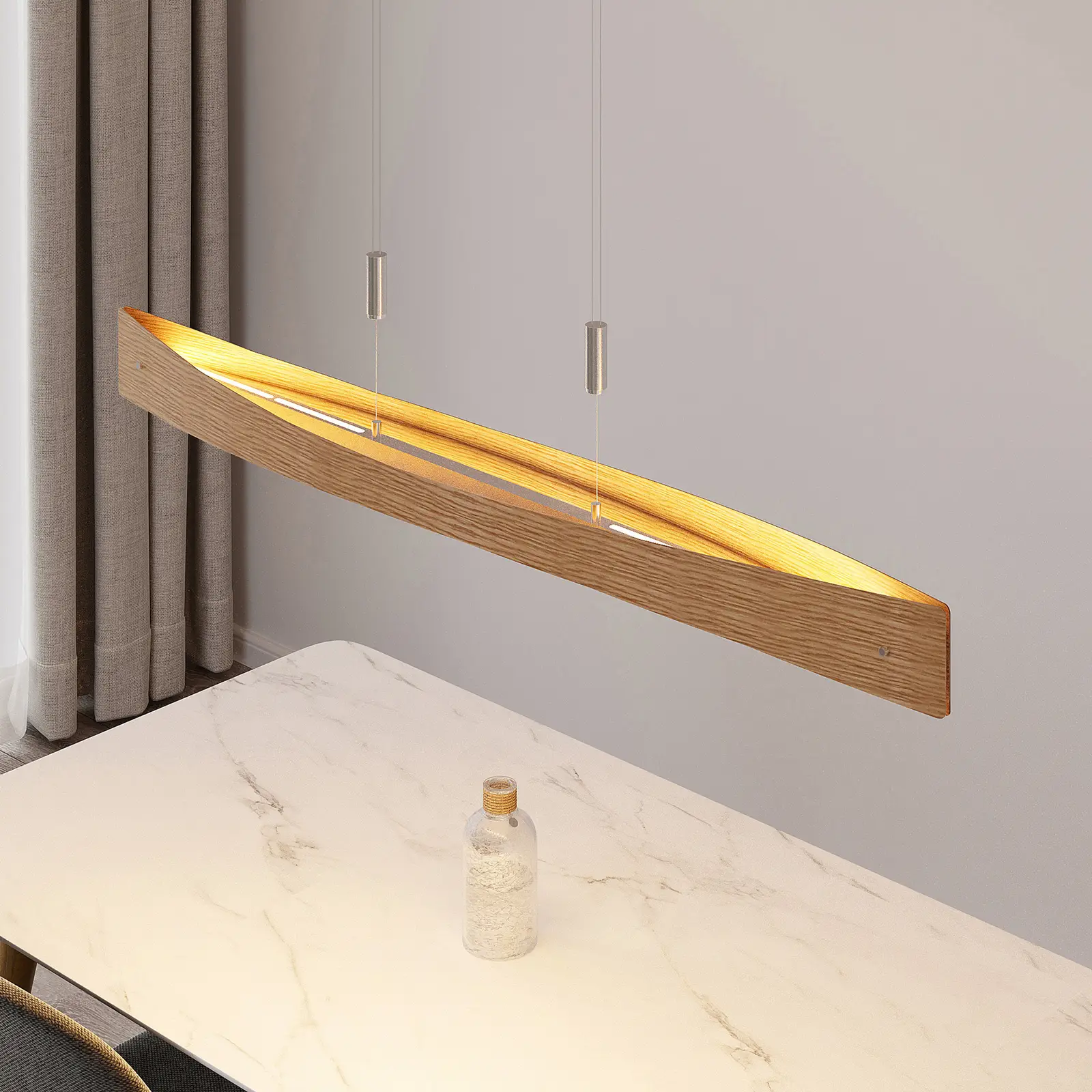 Lindby Beazina LED pakabinamas šviestuvas, ąžuolo mediena