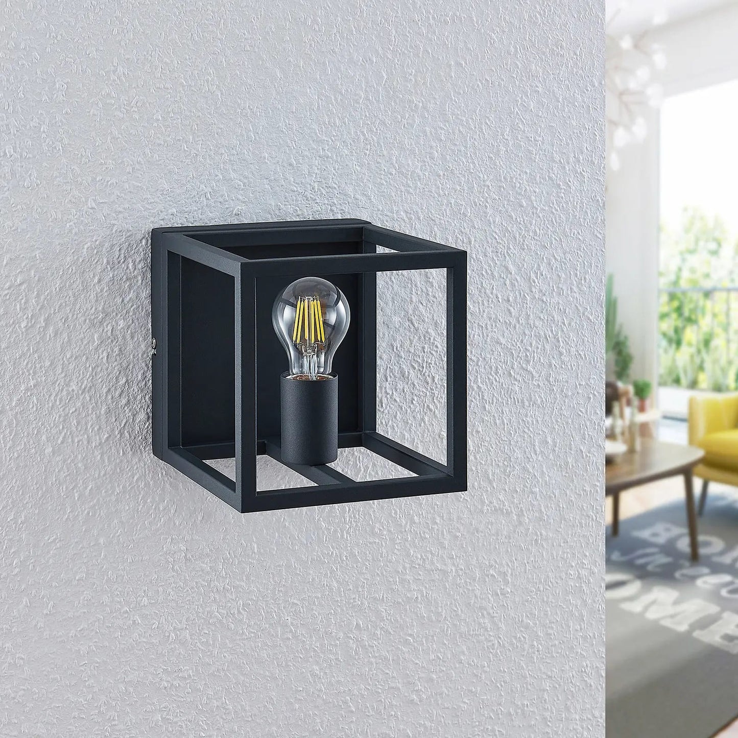 Lindby Meron sieninis šviestuvas, dėžutės formos, tamsiai pilka