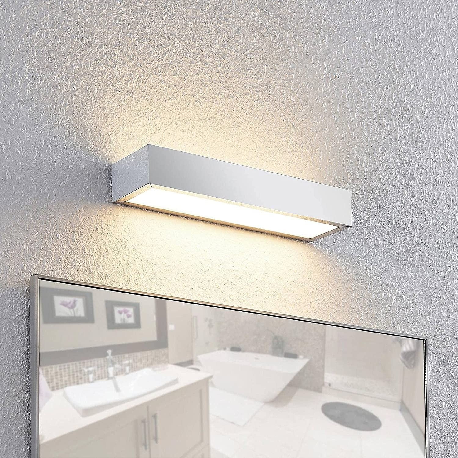 Lindby Layan LED sieninis vonios šviestuvas, chromas, 30 cm