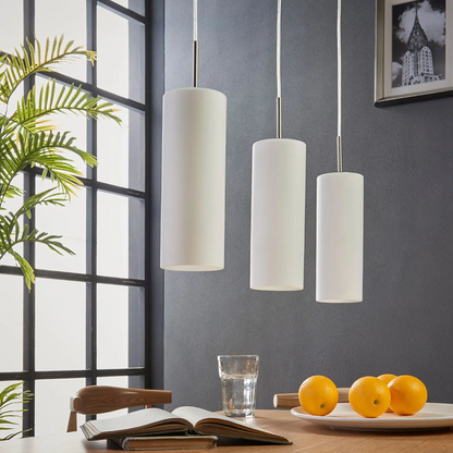 Vinsta - trijų lempučių pakabinamas šviestuvas su baltu stiklu