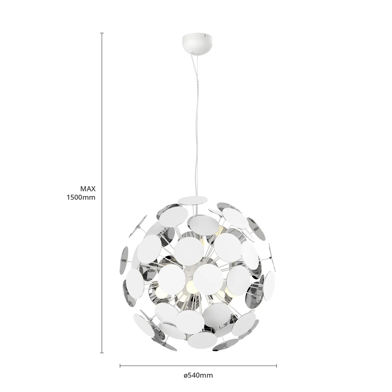 Baltas pakabinamas šviestuvas Kinan su diskais