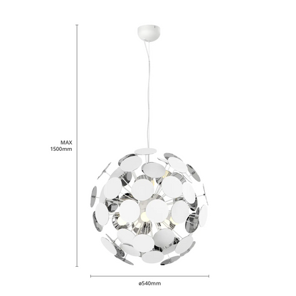 Baltas pakabinamas šviestuvas Kinan su diskais