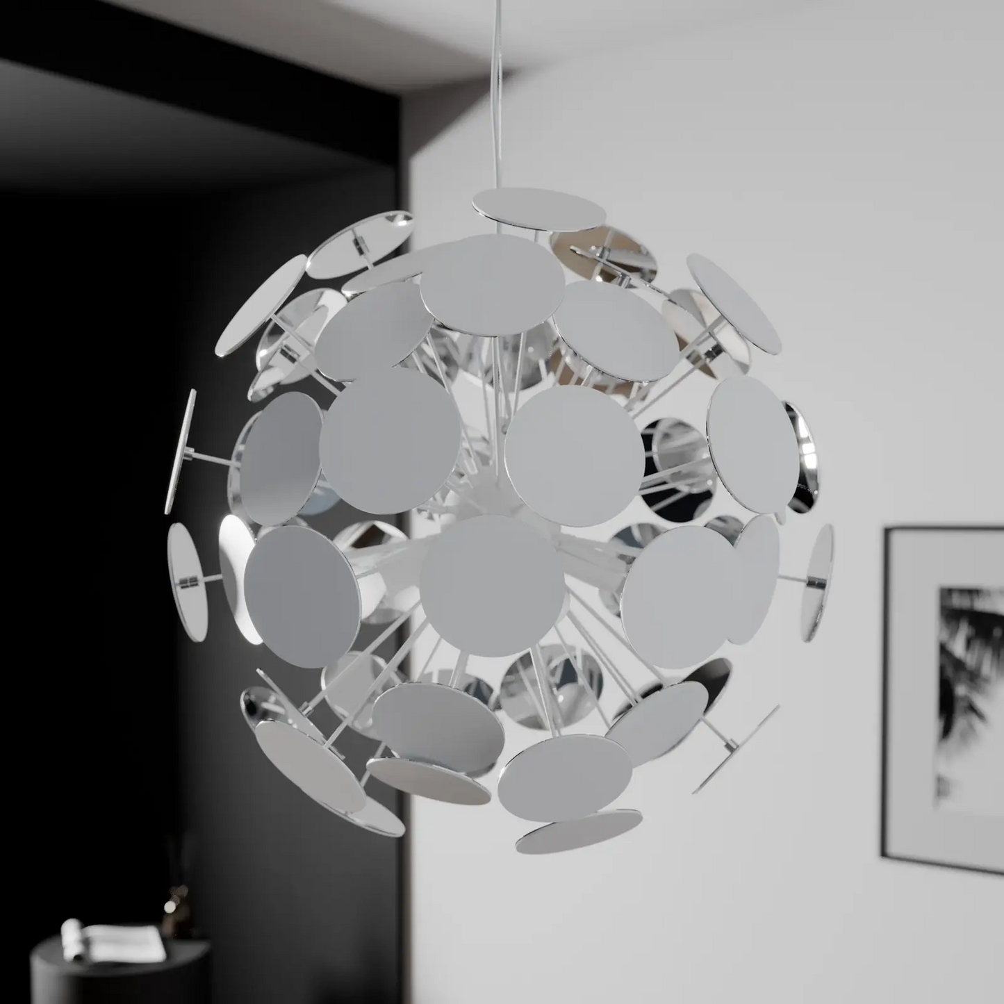 Baltas pakabinamas šviestuvas Kinan su diskais