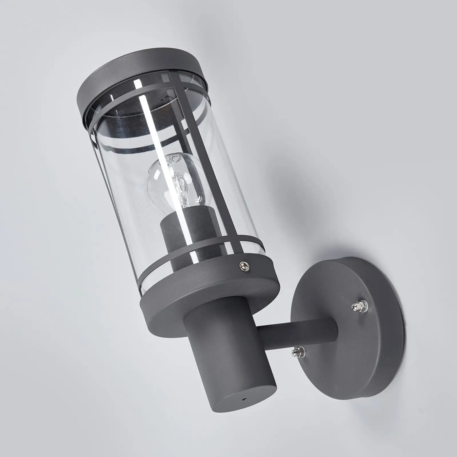 Tamsiai pilkos spalvos sieninis lauko šviestuvas Djori