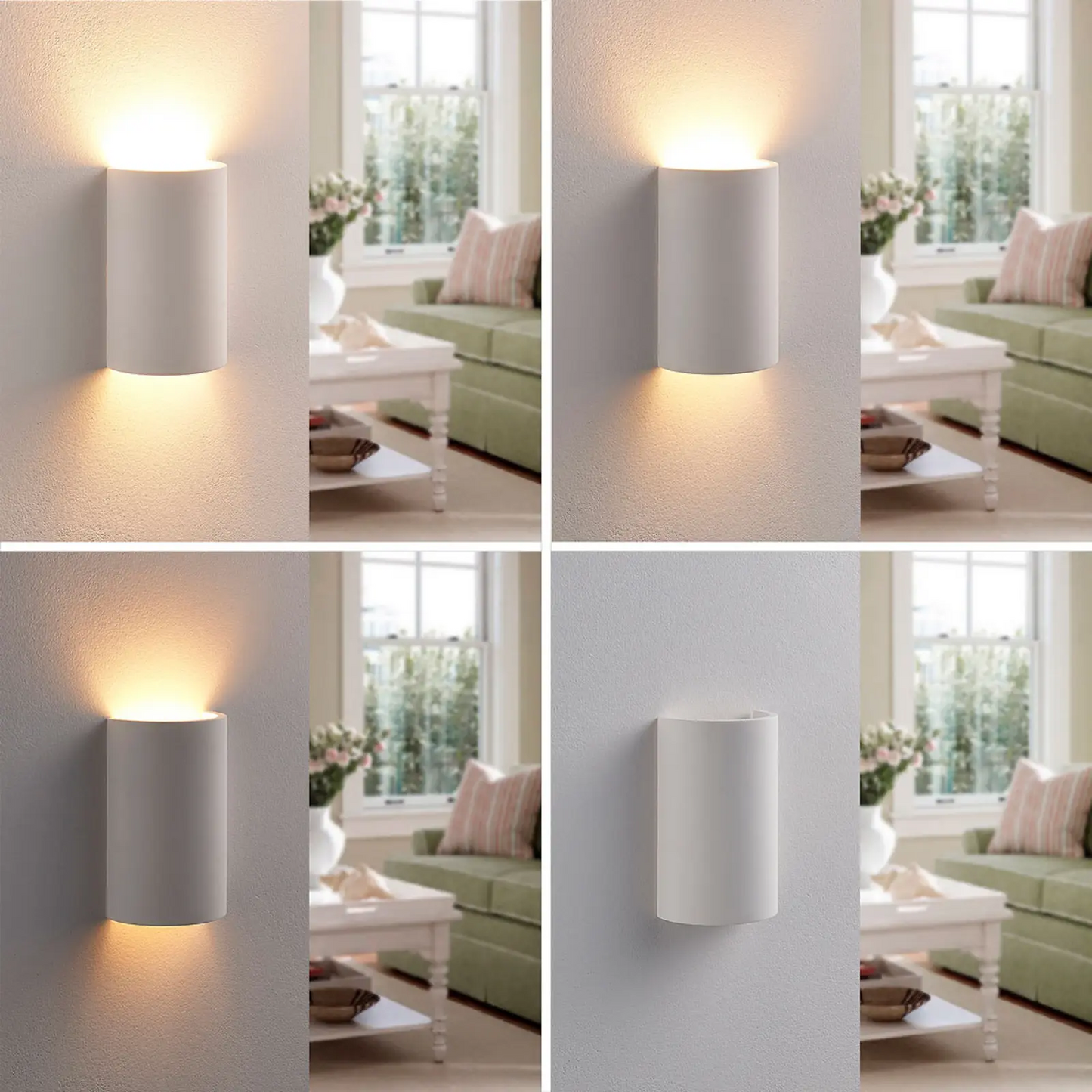 Gipsinis sieninis šviestuvas Lindby Colja, baltas, pusapvalis