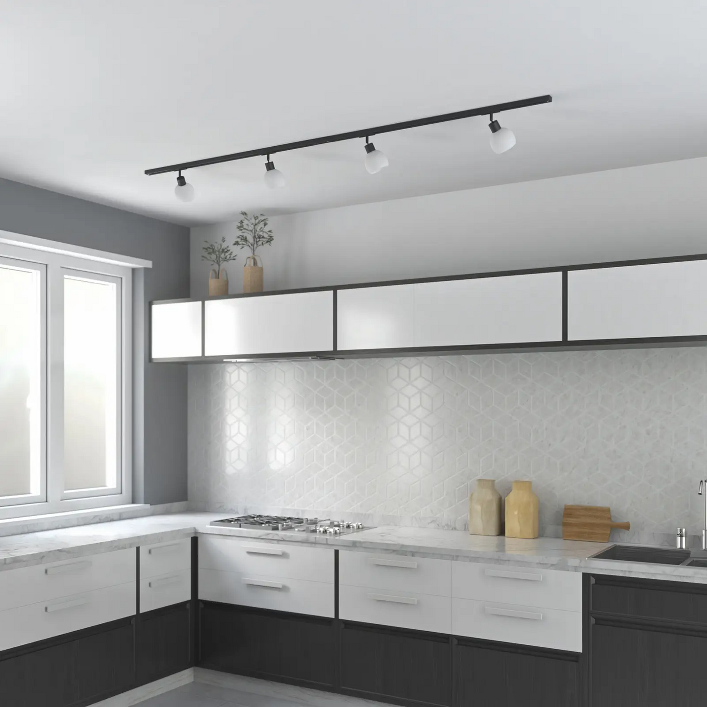 Lindby Jeanit 1 fazių LED takelis, juodas