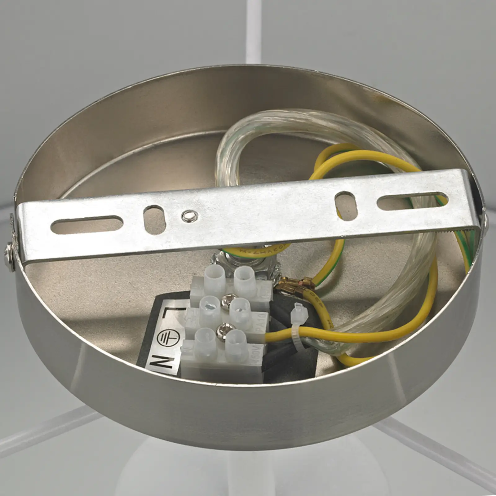 Sidabrinio pilko audinio lubinis šviestuvas Pitta lininės išvaizdos