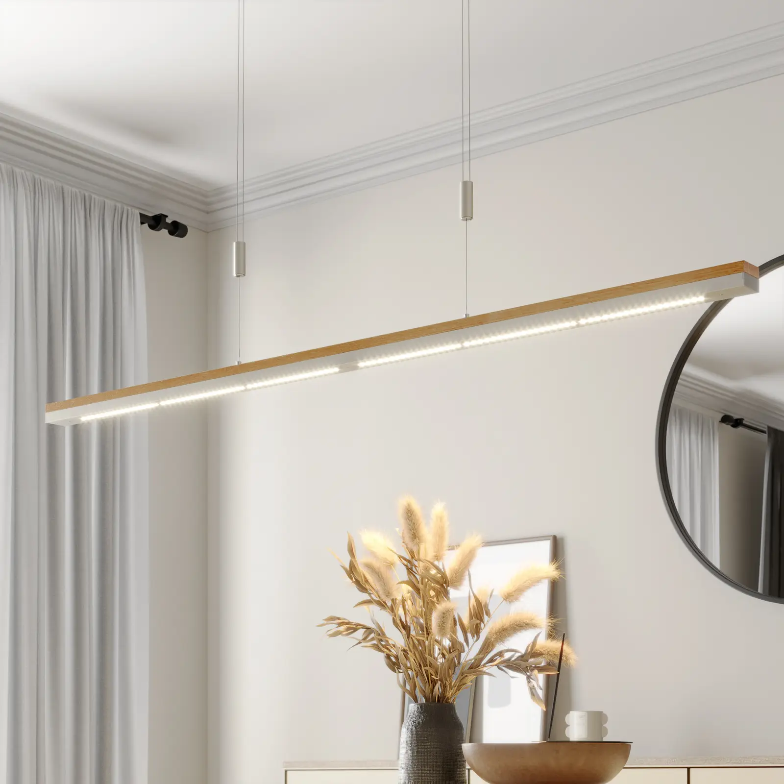 Pakabinamas šviestuvas Elna su reguliuojamais šviesos diodais - 158 cm