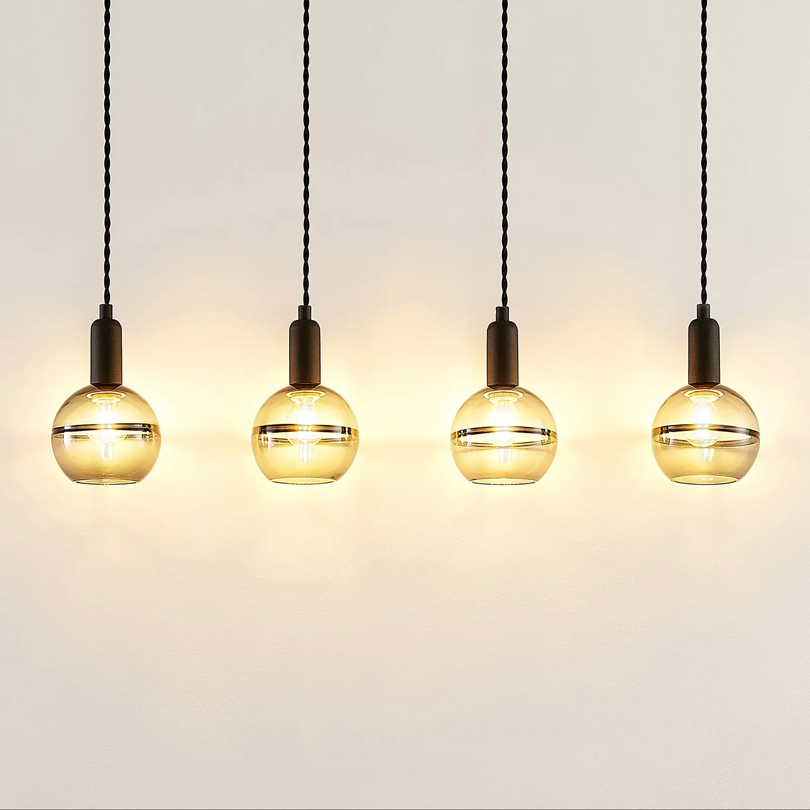 Lucande Ably pakabinamas šviestuvas, rūkyto stiklo, keturių šviesų