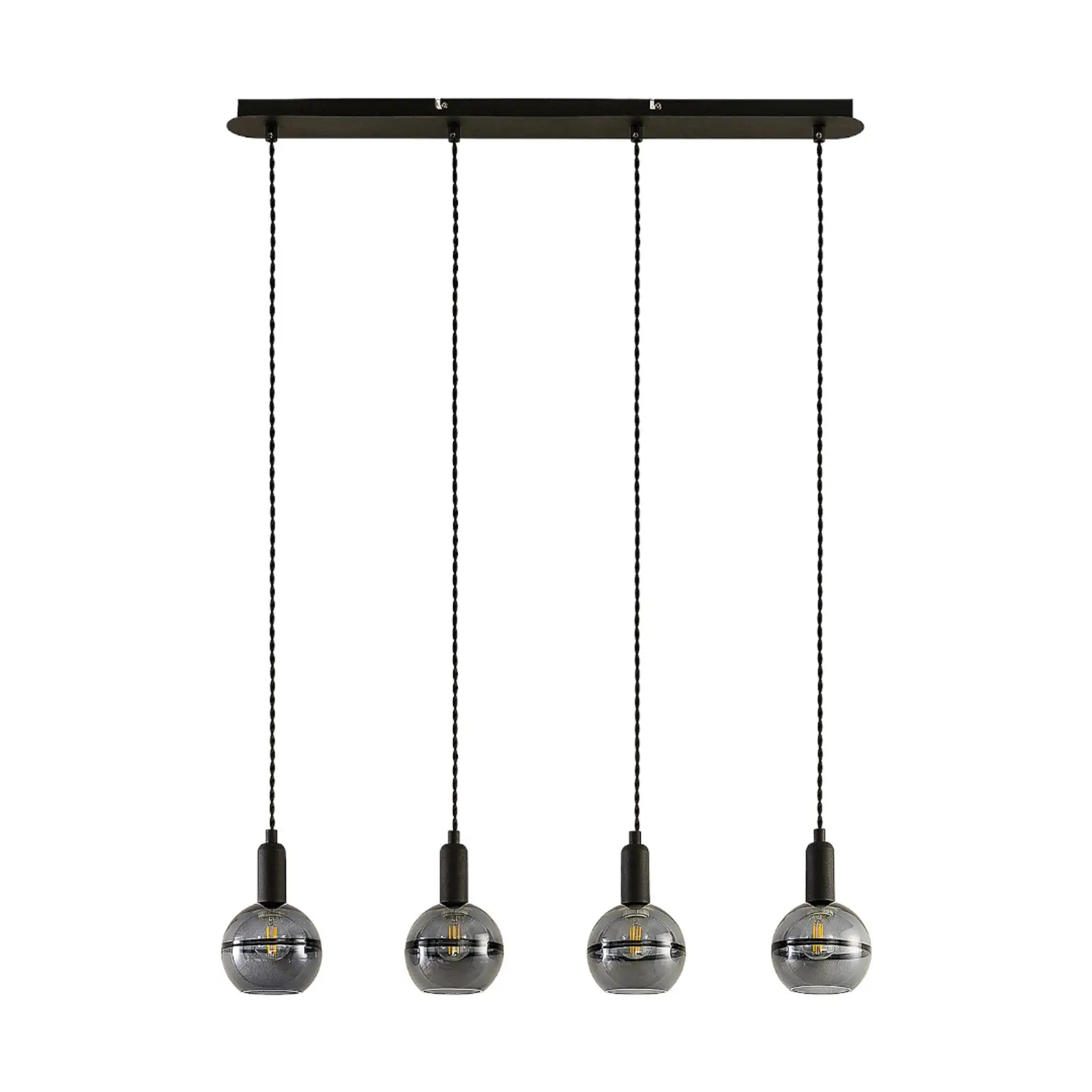 Lucande Ably pakabinamas šviestuvas, rūkyto stiklo, keturių šviesų