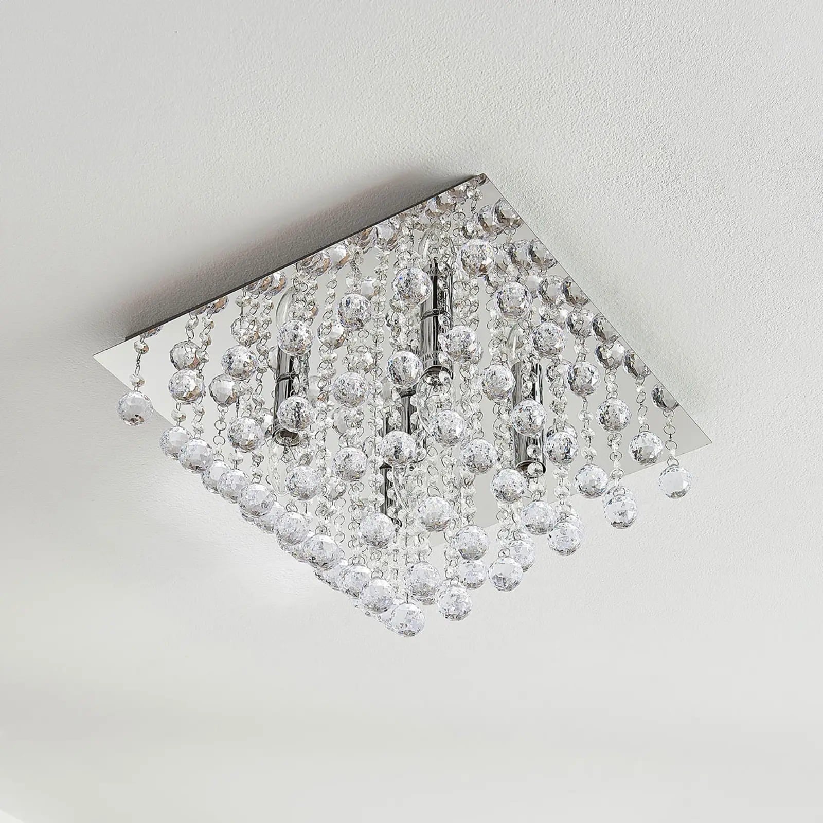 Annica - kvadratinis lubinis šviestuvas su akrilo pakabomis