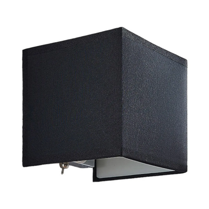 Medžiaginis sieninis šviestuvas Adea su jungikliu, 13 cm, juodas