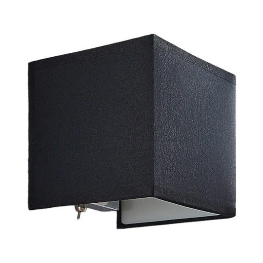 Medžiaginis sieninis šviestuvas Adea su jungikliu, 13 cm, juodas