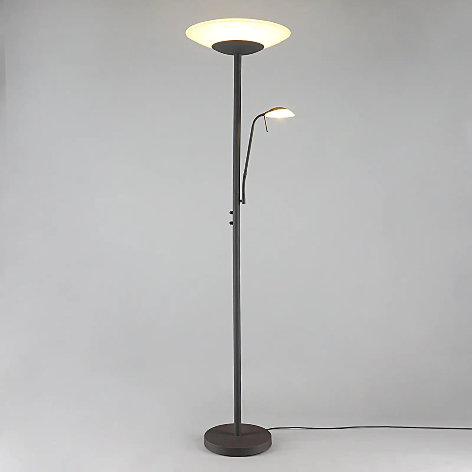 Ragna LED aukštyn šviestuvas su skaitymo lempute, antikvarinis juodas