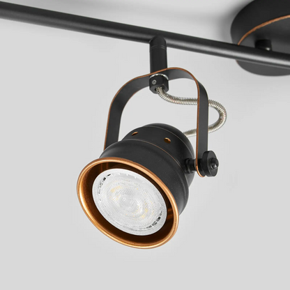 Keturių lempučių Leonor LED lubų šviestuvas, juodos ir auksinės spalvos